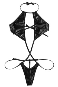 Costum de baie dama, o piesa, model sexy summer metalic style negru - Img 4