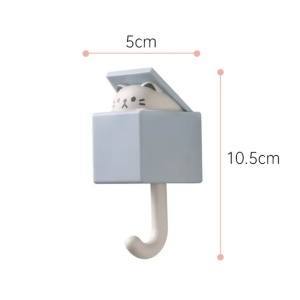 Cuier creativ autoadeziv, tematica regatul animalelor, model animale jucause, pisica, gri - Img 2