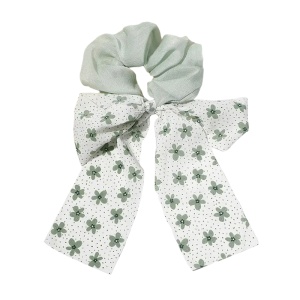 Elastic de par, model funda colorata, imprimeu floral, verde