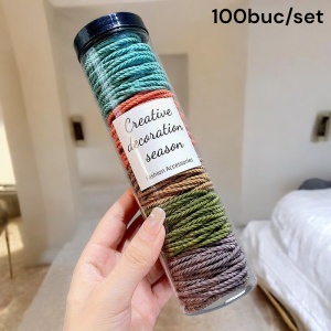 Elastic de par, set 100 bucati, model minimalist creativ, tematica lovely hairstyle, portocaliu mixt - Img 4