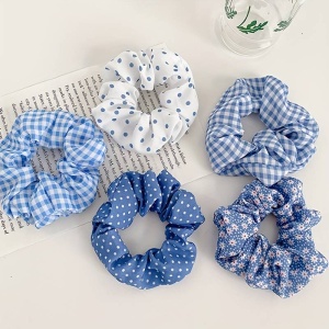 Elastic de par, set 5 bucati, model versatil, combinatii cute, imprimeu haios, tematica fashion lady, albastru inchis - Img 3