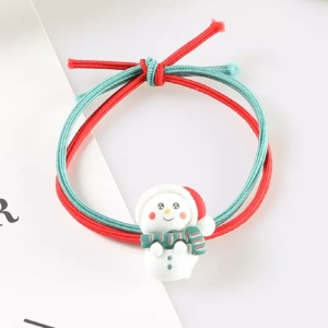 Elastic par pentru copii, model Craciun, alb, cu accesoriu om de zapada - Img 2