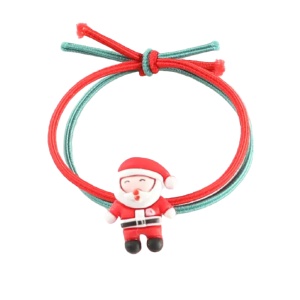 Elastic par pentru copii, model Craciun, rosu cu alb, cu accesoriu Mos Craciun