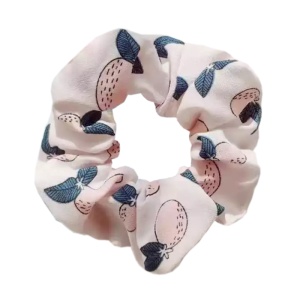 Elastic pentru par, model fructe delicioase, roz deschis cu capsuni roz