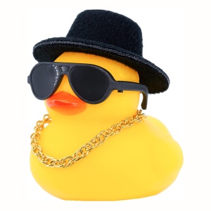 Figurina decorativa, set 2 bucati, model cool gangsta, rate cu palarie, accesorizate cu lant si ochelari de soare, tematica balkan gangster, galbene - Img 3