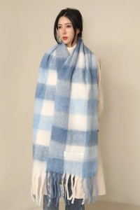 Fular dama, model gros si calduros, moale la atingere, tematica fashion winter, marime universala, albastru deschis - Img 3
