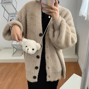 Geanta de dama, crossbody cu o singura bretea, model ursulet cute, marime universala, alb - Img 2