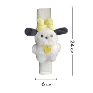 Husa de protectie pentru centura de siguranta auto, pentru copii, model lumea animalelor, din material textil, prindere cu scai velcro, ursulet cu fular, galben - Img 4