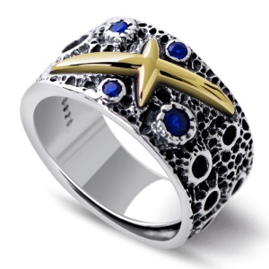 Inel unisex, model deosebit cu insertii speciale, tematica nord star, reglabil, argintiu,