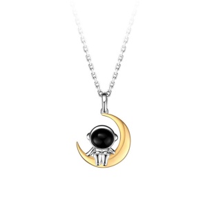Lant astronaut cu luna, argintiu, unisex