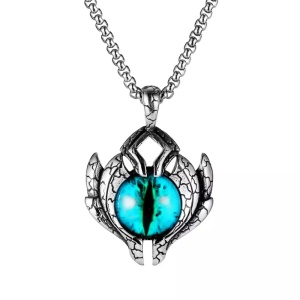 Lant cu pandantiv ochi de dragon, unisex, cristal albastru,
