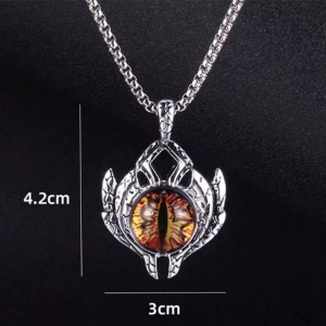 Lant cu pandantiv ochi de dragon, unisex, cristal galben, - Img 2