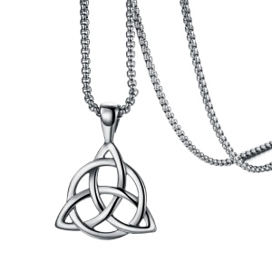 Lant cu pandantiv semn celtic trinity, unisex, argintiu,