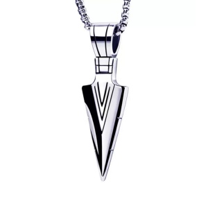 Lant cu pandantiv varf de sageata, unisex, argintiu,