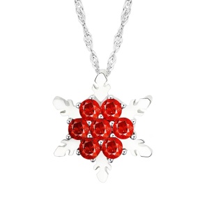 Lant dama cu pandantiv, model delicat cu fulg de zapada, elegant, tematica fashion winter, rosu