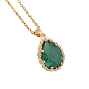 Lant dama, pandantiv cristal elegant, model royal, tematica I love fashion, verde