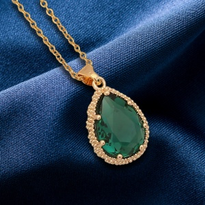 Lant dama, pandantiv cristal elegant, model royal, tematica I love fashion, verde - Img 3
