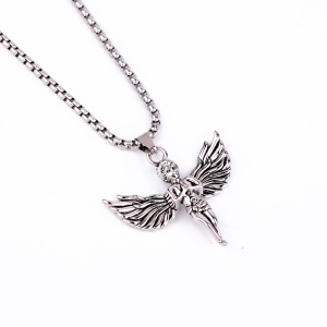 Lant holy spirit, cu pandantiv inger pazitor, unisex, argintiu,