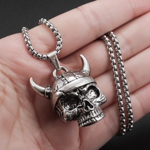 Lant luptator viking, model valhalla dead skull, unisex, argintiu, - Img 2