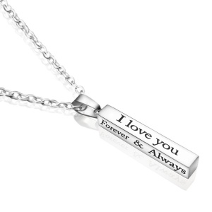 Lantisor pandantiv “I love you – forever and always” argintiu, unisex
