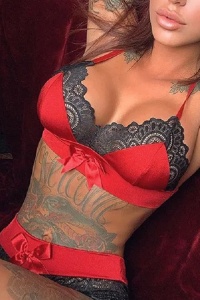 Lenjerie sexy dama, set 2 piese, chilot talie inalta si sutien reglabil, model senzual cu fundite, tematica nopti romantice, rosu - Img 3