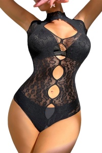 Lenjerie sexy tip body, model cercuri, negru