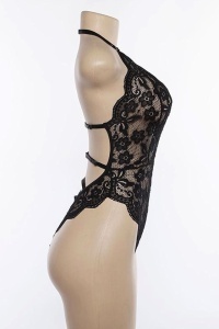 Lenjerie tip body sexy, dantela, negru - Img 3