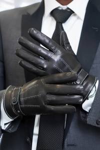 Manusi barbati, model masculin, prindere cu capse reglabila, tematica business style, marime universala, negre - Img 2