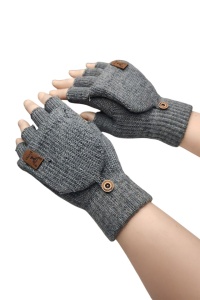Manusi barbati, model super practic cu capac, prindere cu nasture, tematica warm touch, marime universala, gri inchis