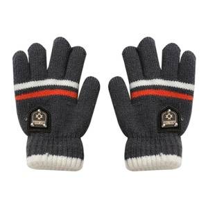 Manusi copii, model chic cu manseta elastica, tematica classy winter, marime 8 – 10 ani, gri inchis