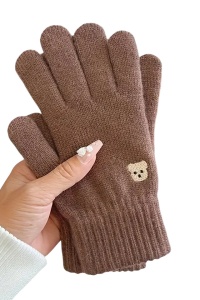 Manusi dama, model clasic calduros, accesorizate cu ursulet, tematica feeling warm, marime universala, maro