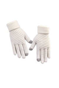 Manusi dama, model confortabil cu manseta dubla si touch screen, calduroase si fashion, tematica stay active, marime universala, albe