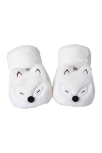 Manusi dama, model funny cu degete dezgolite, capac prindere cu nasturel, tematica crazy little fox, marime universala, bej