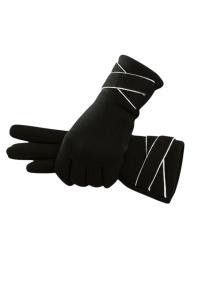 Manusi dama, model minimalist, detalii de contrast, tematica winter day, marime universala, negre