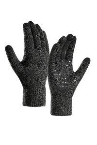 Manusi, model cu degete touch screen, tematica easy winter tech gloves, non – slip pe toata palma, unisex, marime universala, gri