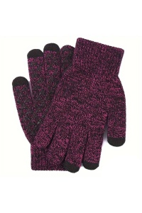 Manusi, model cu degete touch screen, tematica easy winter tech gloves, non – slip pe toata palma, unisex, marime universala, roz inchis - Img 2