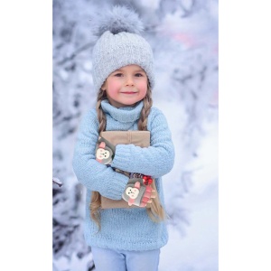 Manusi pentru copii, model cu degetele descoperite si capac decapotabil, prindere cu nasturel, accesorizate cu maimutica haioasa, manseta elastica, tematica happy winter, marime 3 – 6 ani, gri - Img 4