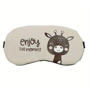 Masca de dormit, model cu animalute cute, rezerva cu gel, prindere elastica, tematica enjoy the moment, unisex, coffee