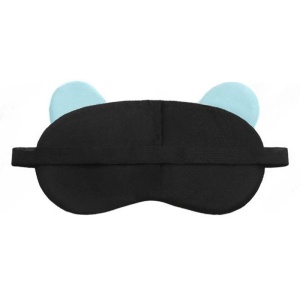 Masca de dormit, model haios cu fete expresive si urechiuse, rezerva cu gel, prindere elastica, tematica sweet dreams, unisex, M9, albastru - Img 2