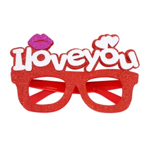 Ochelari amuzanti fara lentile, model petrecere fashion, I love you, tematica party style, rosii