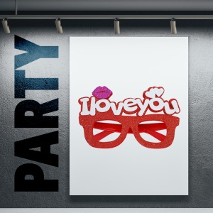 Ochelari amuzanti fara lentile, model petrecere fashion, I love you, tematica party style, rosii - Img 2