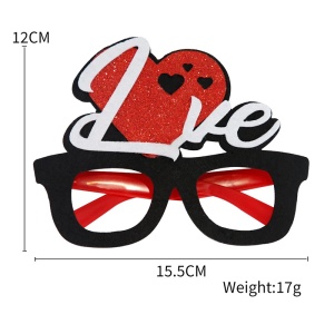 Ochelari amuzanti fara lentile, model petrecere fashion, love si inima, tematica party style, negru cu rosu aprins - Img 3