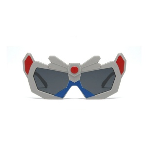Ochelari de soare pentru baieti, model spirit de razboinic, tematica armura transformers, marime universala, gri deschis - Img 2