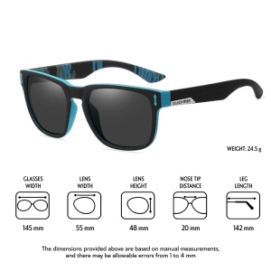 Ochelari de soare pentru barbati, model casual, tematica sport summer, marime universala, negru si albastru inchis - Img 3