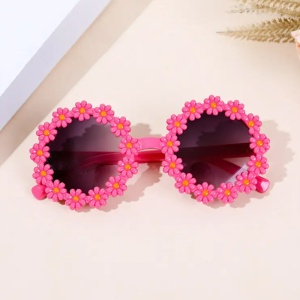 Ochelari de soare pentru copii, model pentru fetite cu floarea soarelui summer vibe, marime universala, roz - Img 3
