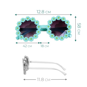 Ochelari de soare pentru copii, model pentru fetite cu floarea soarelui summer vibe, marime universala, verzi - Img 4