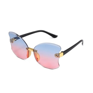 Ochelari de soare pentru copii, model pentru fetite fluturas, gradient, marime universala, albastri