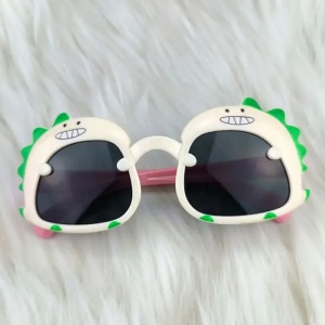 Ochelari de soare pentru copii, unisex, model cu dinozaur prietenos, tematica dino world, marime universala, bej - Img 4