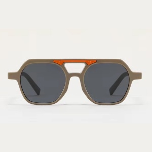 Ochelari de soare pentru copii, unisex, model cu rama chic, detaliu de contrast, tematica cool summer, marime universala, gri - Img 2