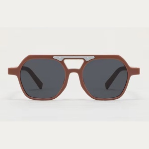 Ochelari de soare pentru copii, unisex, model cu rama chic, detaliu de contrast, tematica cool summer, marime universala, maro inchis - Img 2